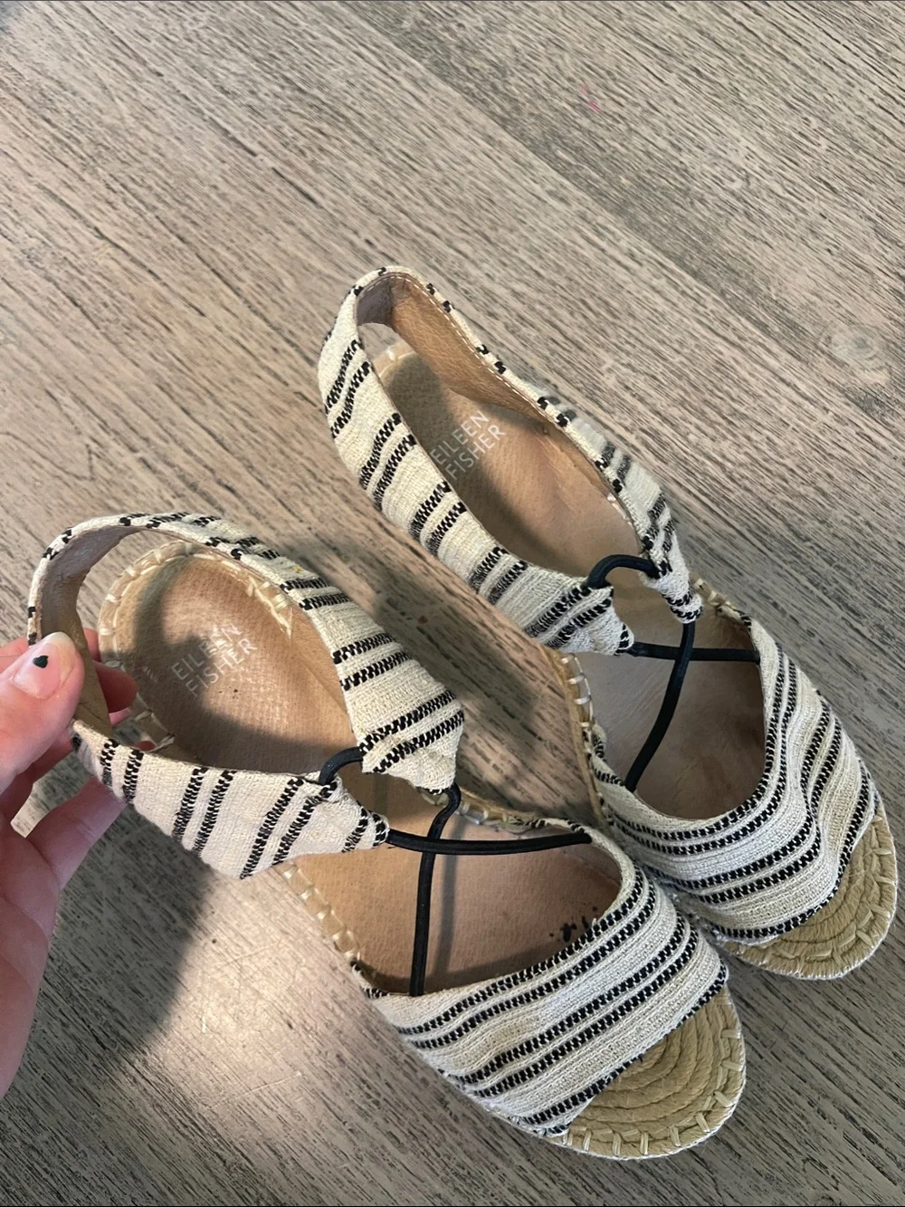 Eileen Fisher Women's Agnes Espadrille Wedge Sandals Size 8.5